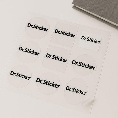 Transparante stickers op vel